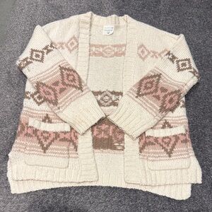 Abercrombie Kids Cream and Pink Cardigan